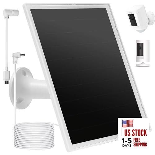 Solar Panel Charger for Ring Camera, Compatible with Ri ng Stick Up White-1Pack
