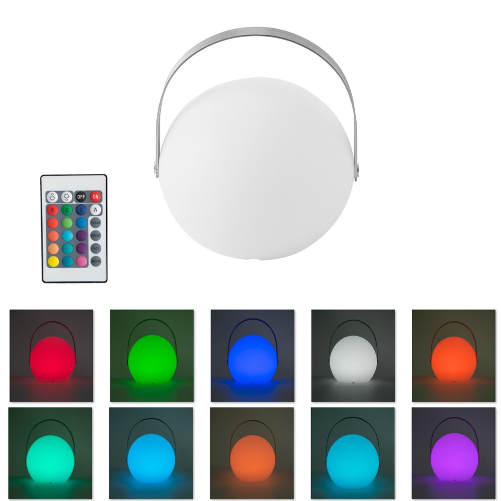 LED Table Lamp Sphere Dimmable w/ Handle Remote Control USB Battery Powered