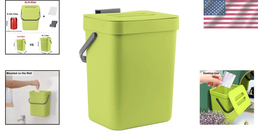 Eco-Friendly 3L Compost Bin - Lightweight, Odor-Sealing & Space-Efficient