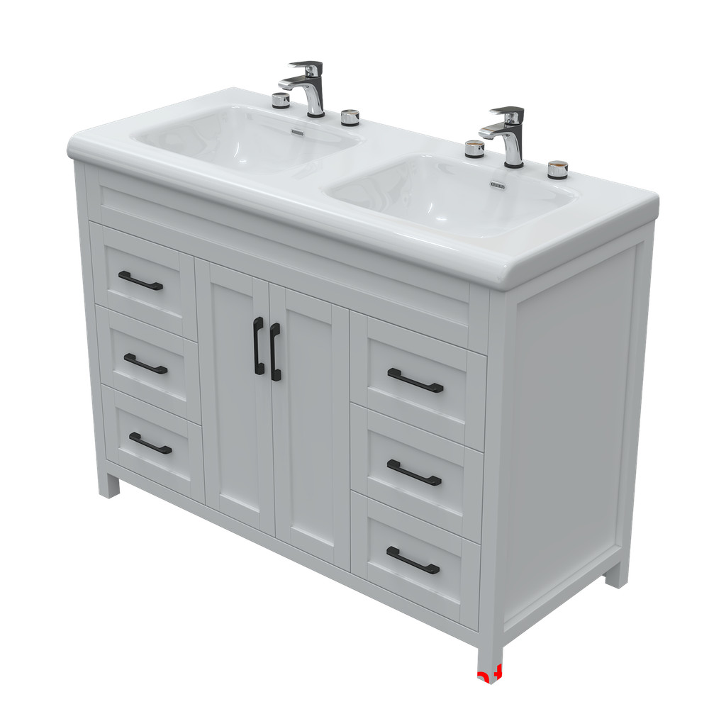 47" Solid Freestanding Bathroom Vanity Unit Sink Combo Storage Cabinet Drawers