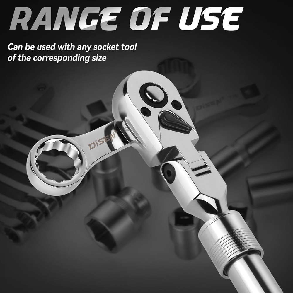3-Piece Extendable Flex-Head Ratchet Wrench Set with EVA Storage Case