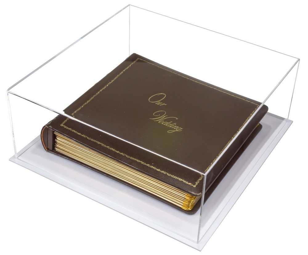 Clear Acrylic Book Display Case with White Base (A030A)