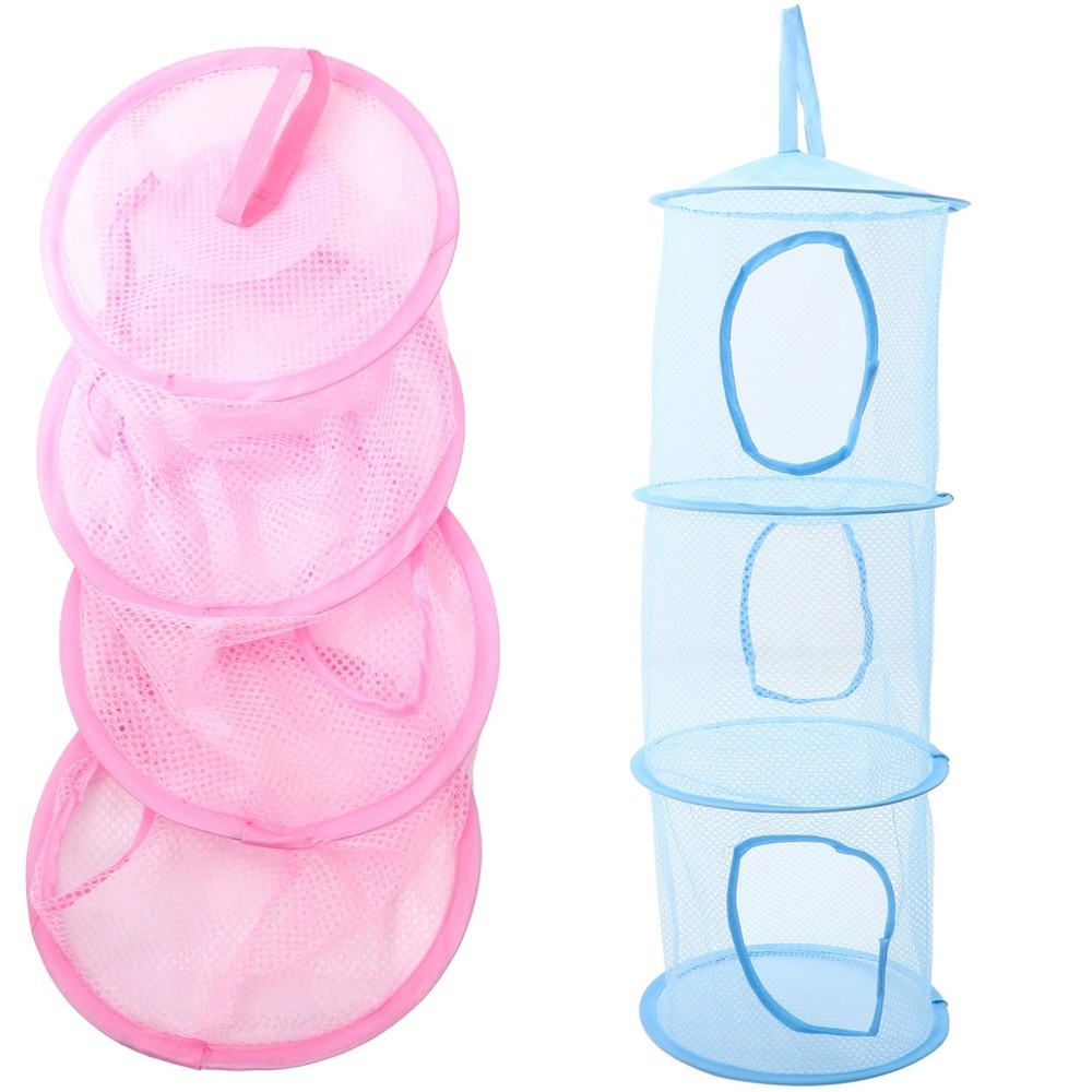 2 Pcs Foldable Hanging Mesh Drying Net Multi Layer Organizer For Plush Toys