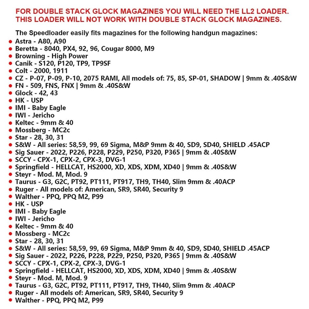 2 Pack Magazine Loader Magazine Speed Loader for Most Double Stack 9mm & .40 S&W