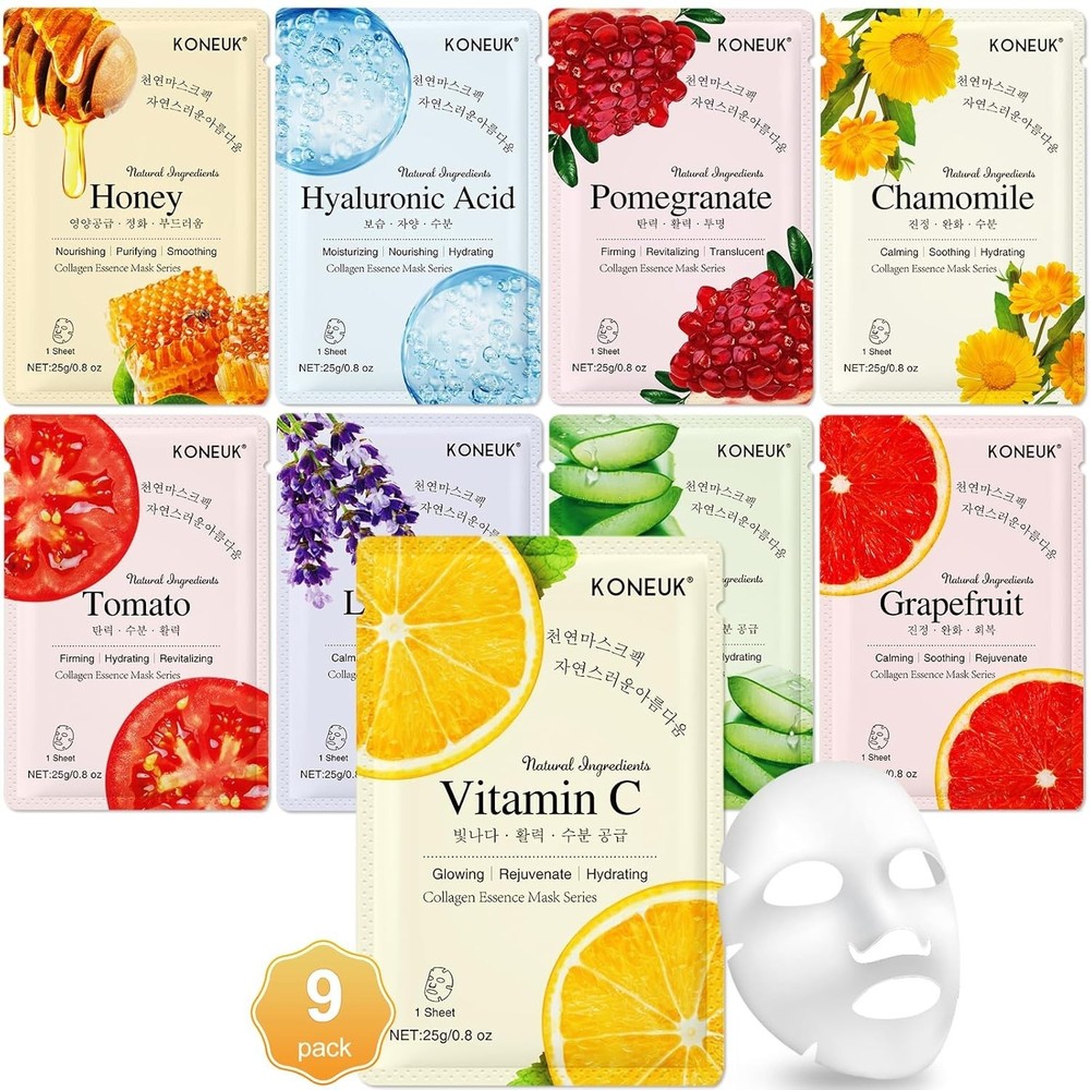 Gift-Ready 9 Pack Face Masks – Plant-Based Profound Hydration for All Skin Types