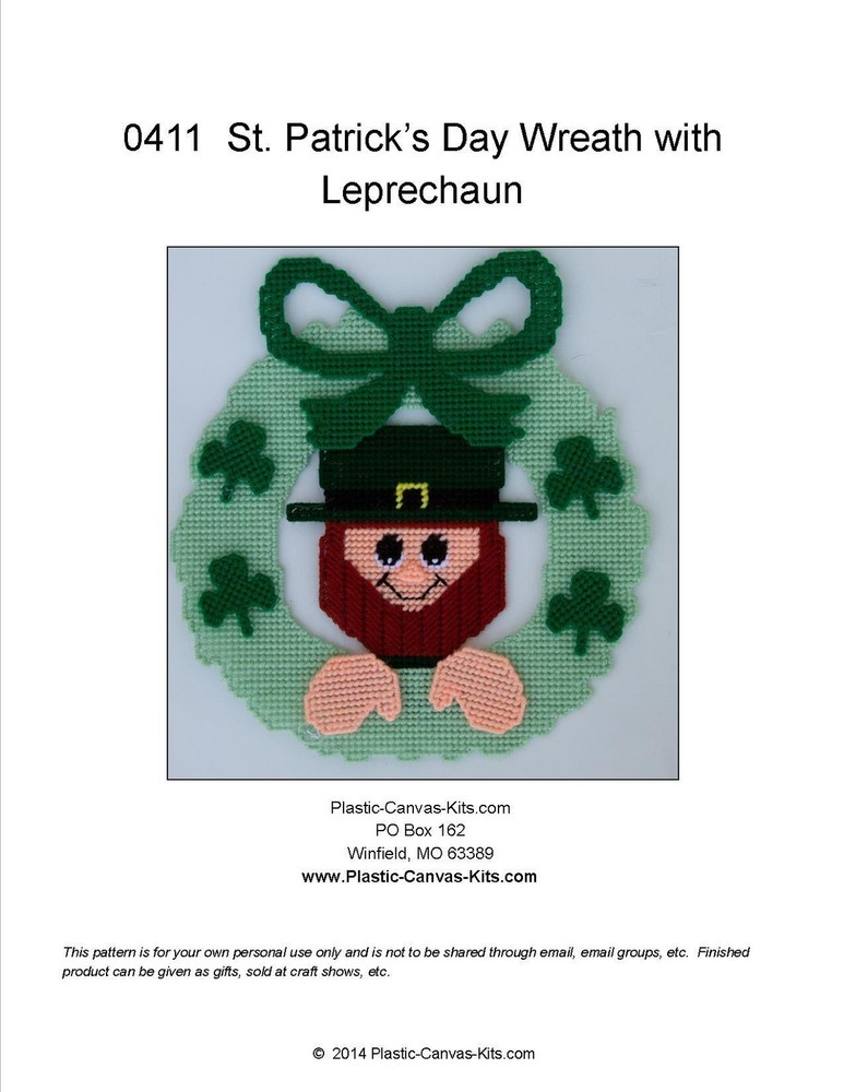 St. Patrick's Day Wreath with Leprechaun-Plastic Canvas Pattern or Kit
