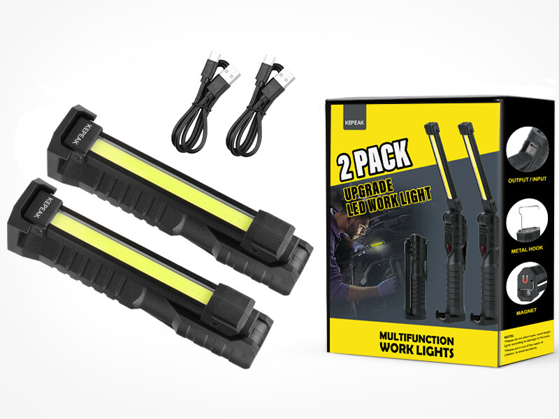 2Pack Rechargeable LED Work Light Mechanic Flashlight Lamp Magnetic Base Bright