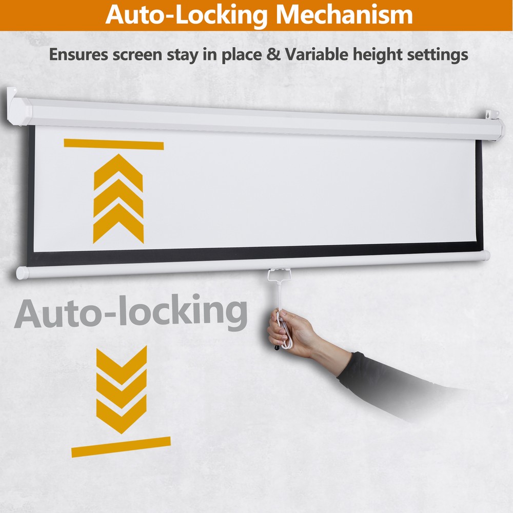 72 inch Portable Projector Screen Projection Screen Easy Pull Out System White