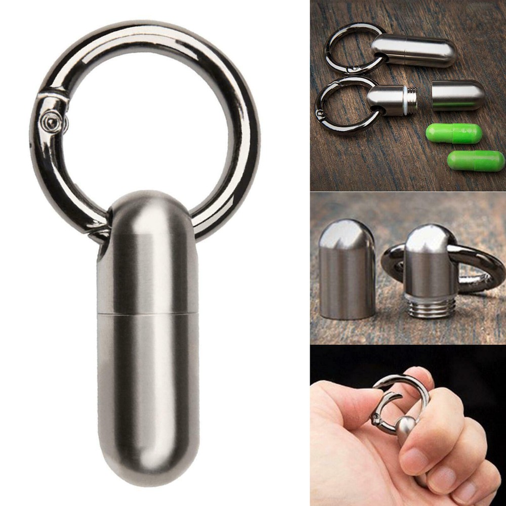 Waterproof Pill Container Keychain Holder Bottle Container Keepsake Box EDC Tool