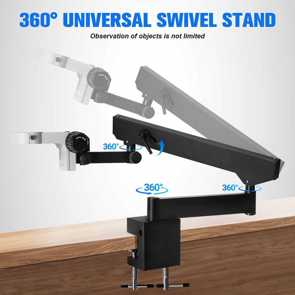 Foldable Bracket with Table Clip Swing Arm Stand for Binocular Stereo Microscope