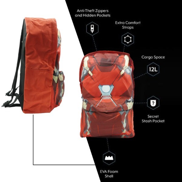 Marvel Iron Man Torso Arc Backpack–School work Bag Laptop Bag