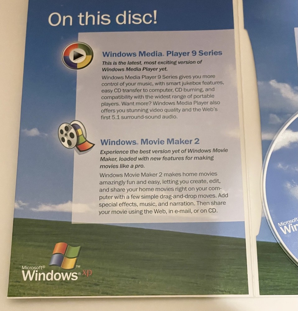 2002 Microsoft Windows Home Edition Operating System + Windows Media Player 9