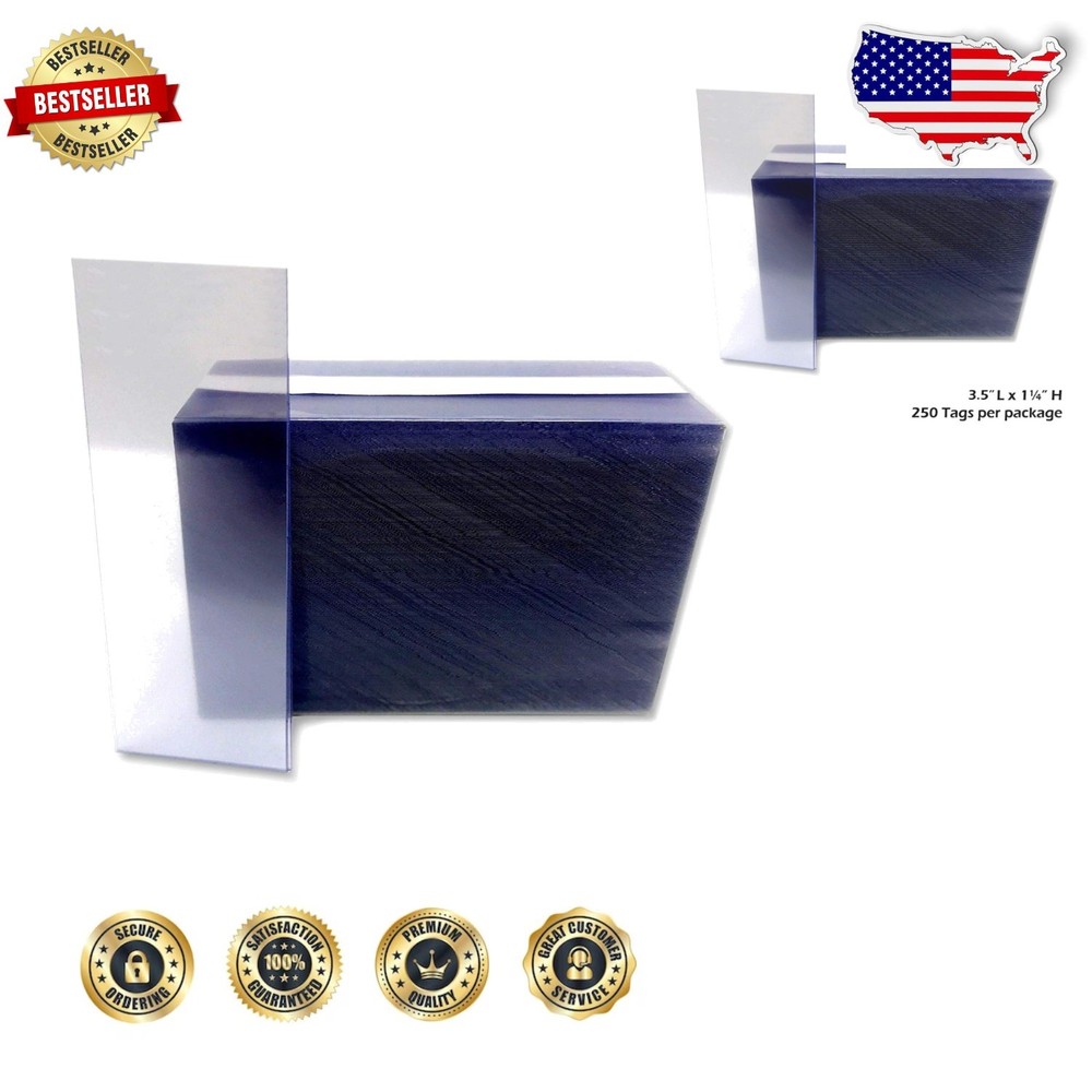 Clear Plastic Shelf Label Holders 1.25x3.5" 2000pk Protects Inserts