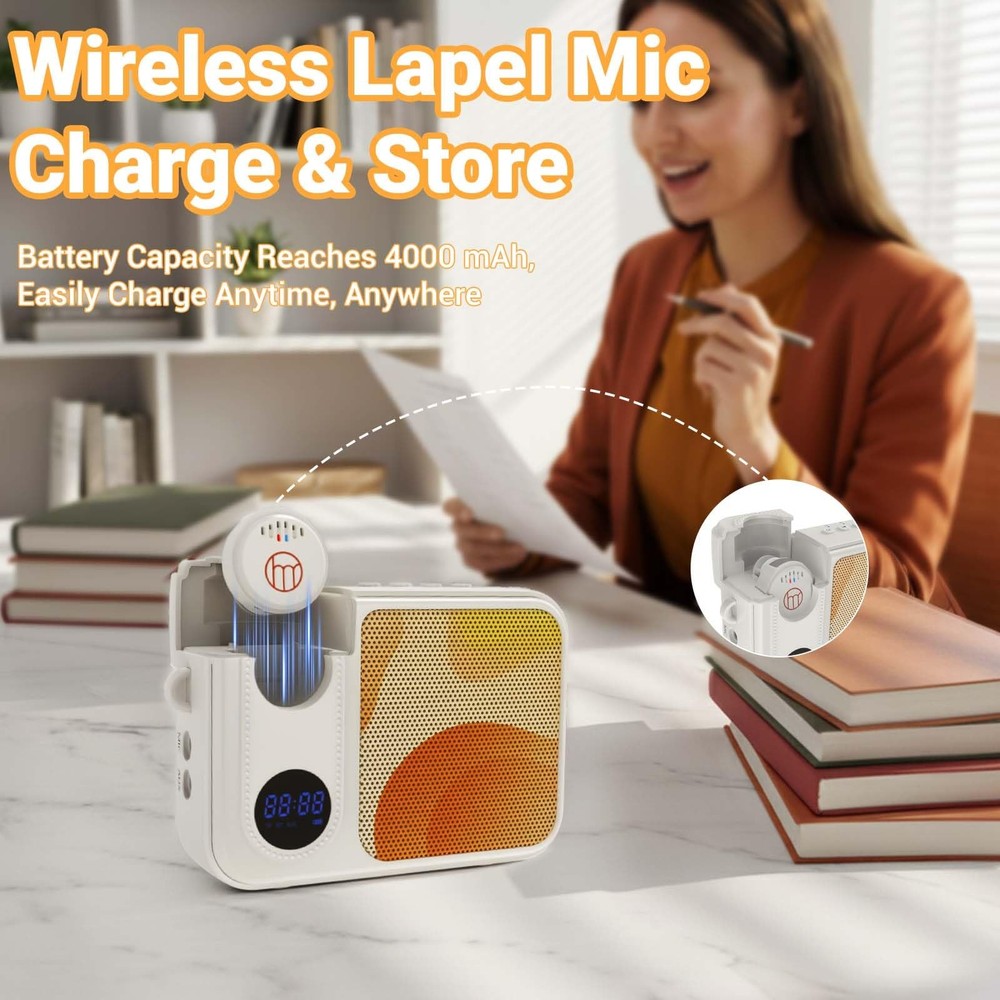 Voice Amplifier with Wireless Lavalier Lapel Microphone for Teaching,Public S...