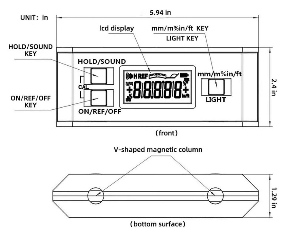 Black V-Groove Digital Angle Finder with Backlight Display - High-Precision I...