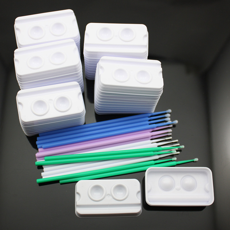 100 PCS Composite Adhesive Mixing Wells & 400 PCS Micro Applicator Brush 4 Sizes