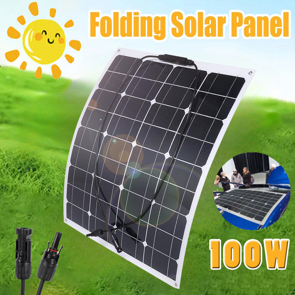 100W Solar Panel Folding Power Bank Outdoor Camping Hiking w/ 100A Controller