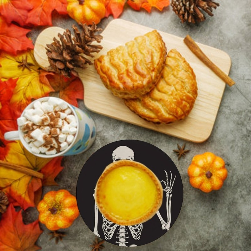 6Pcs Skeleton Skull Pattern Coasters Ceramic Stone Round Cup Mats Table Coaster