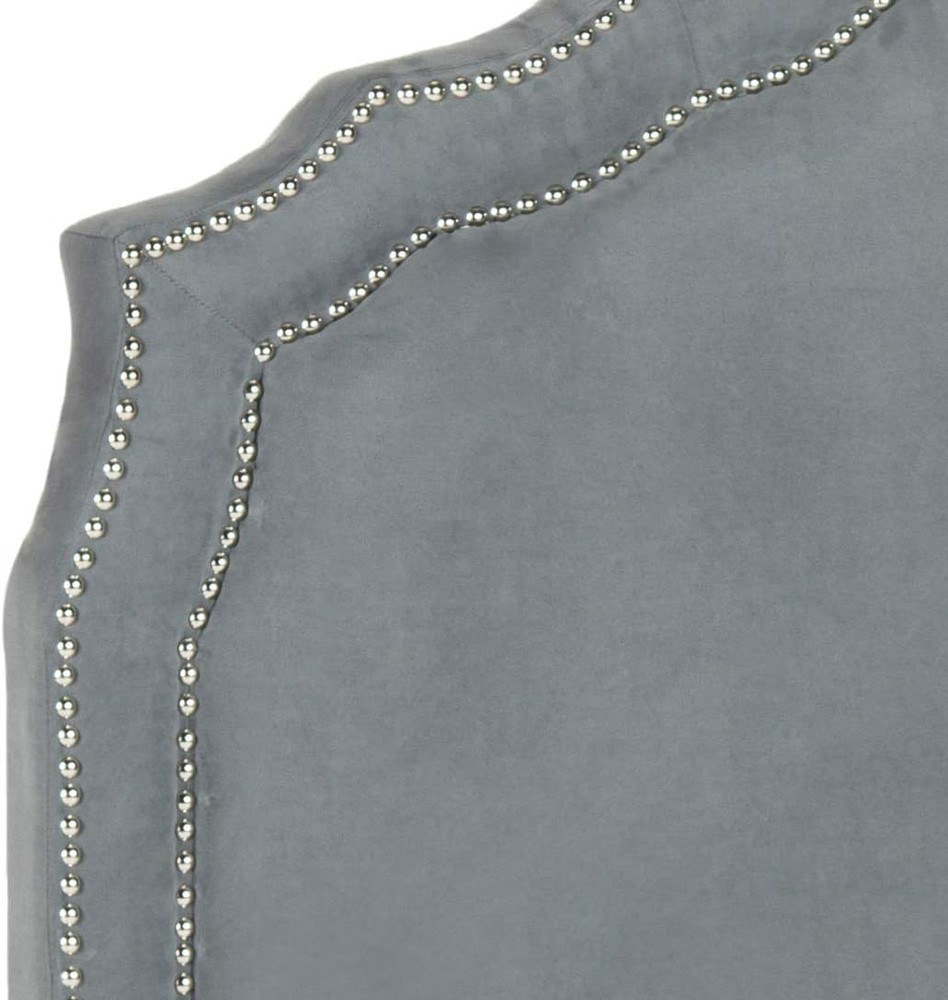 Skyler Grey Silver Nailhead Headboard - Full Size, Mercer Collection