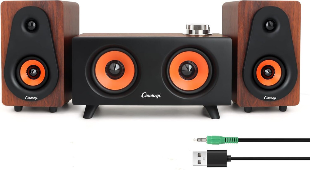 【2026 Update】 USB 2.1 Computer Speakers with Subwoofer, 3.5Mm/Usb Input Pc Speak