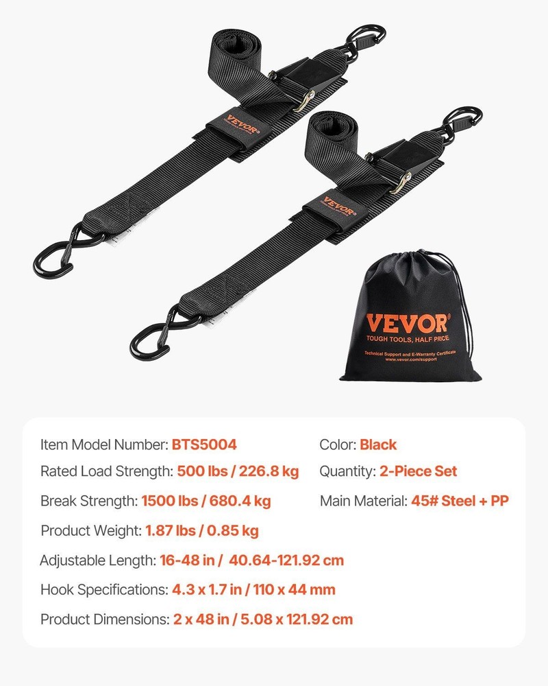 Weatherproof 2in x 4ft Retractable Tie Down Straps Multiple Wrap Use