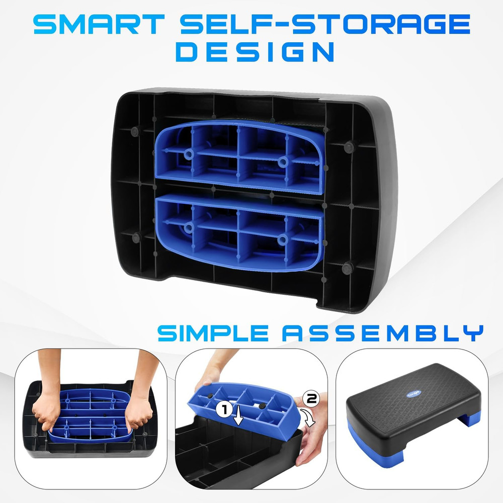 Aerobic Exercise Step Platform, Exercise Stepper with Risers for Cardio and Stre