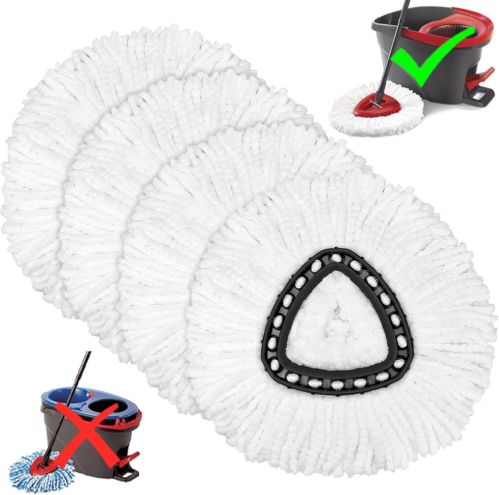 4 Pack Mop Heads Replacements for Easy Wrin Spin System, Microfiber Refills,