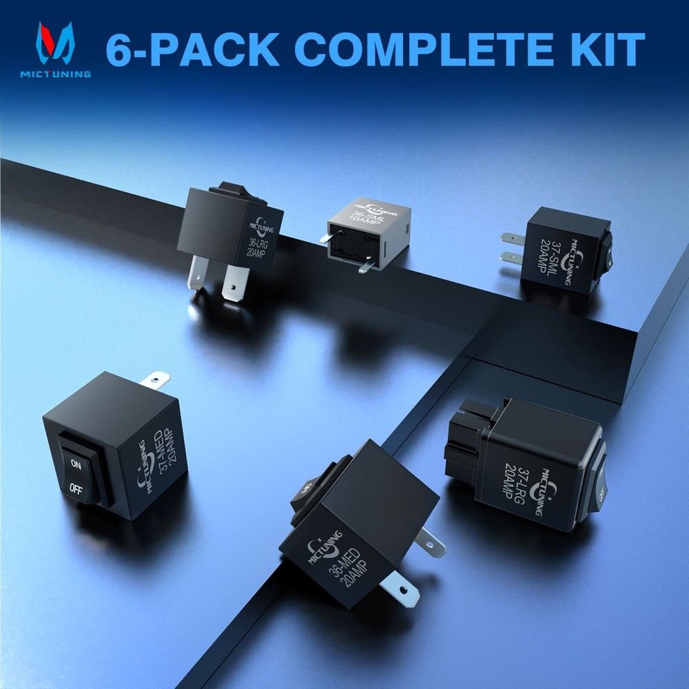 MICTUNING 6 Pack 9038 Relay Bypass Switch Replacement Set Tester Fuel Pump/Light
