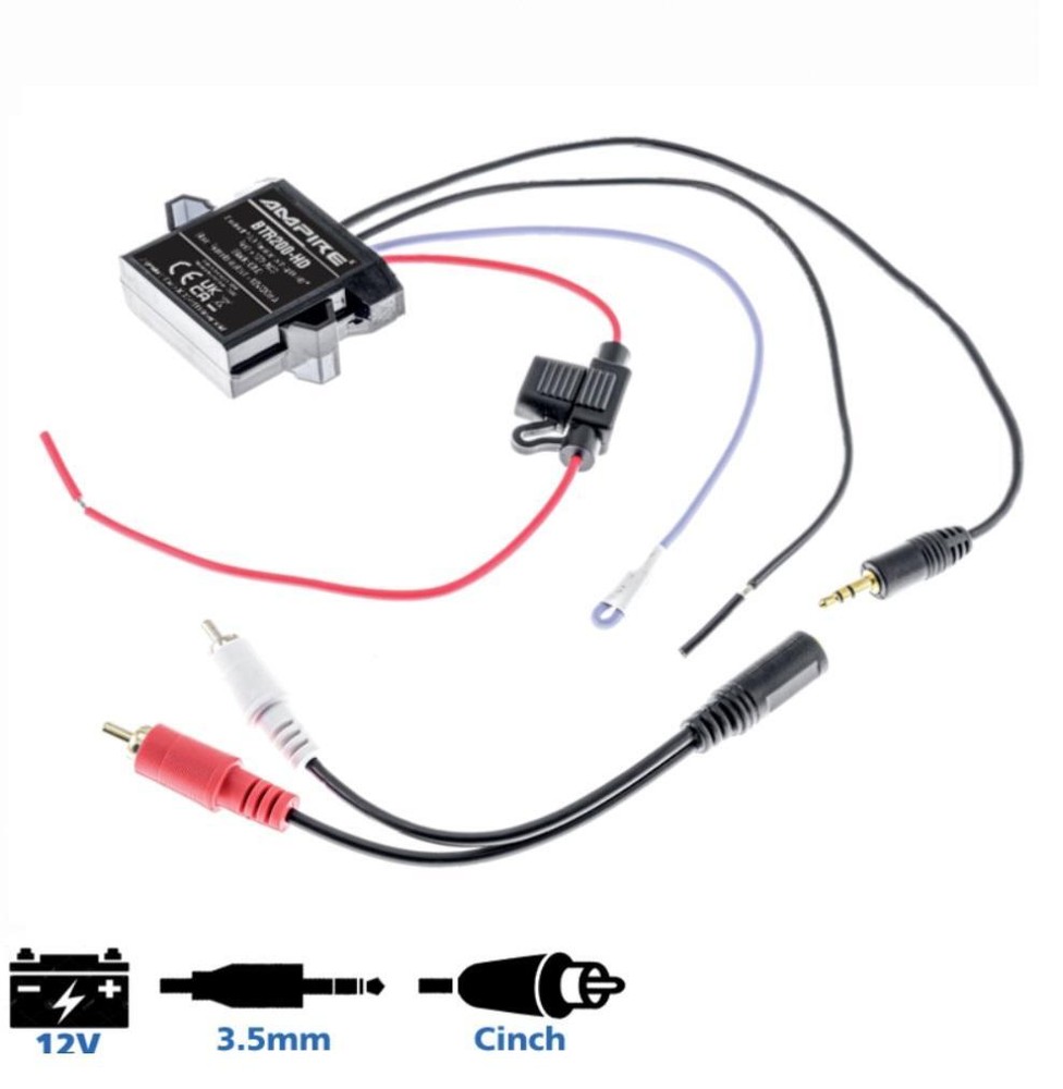 Bluetooth Audio Receiver Interface 3.5mm Jack RCA Adapter Vehicles 12 Volt