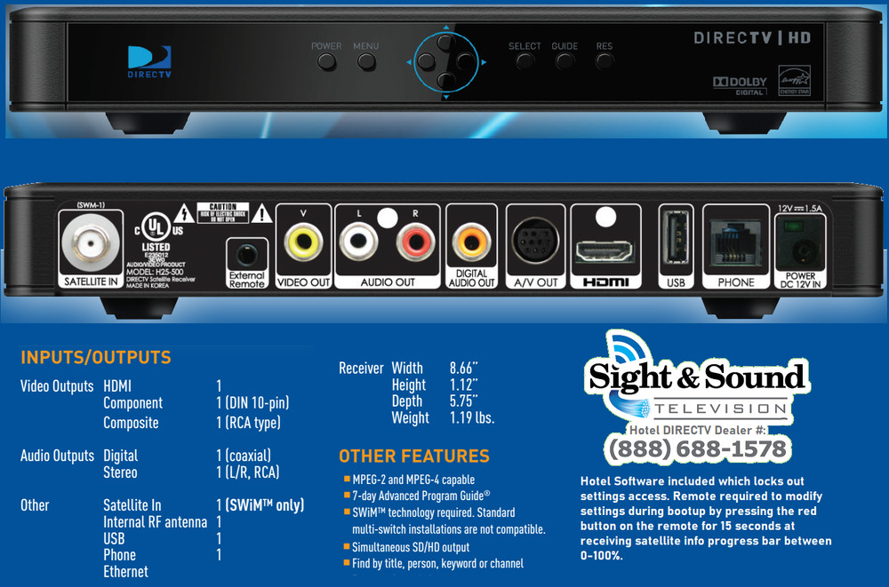 DIRECTV H25 Satellite Receiver for Hotels