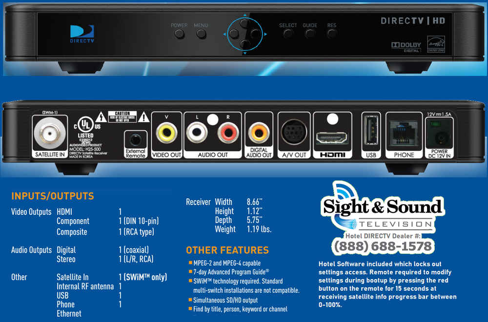 DIRECTV H25 Satellite Receiver for Hotels
