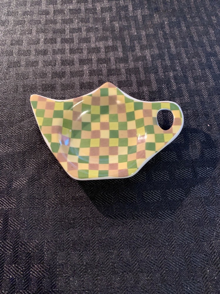 Vintage Debbie Mumm Tea Bag Holder Plaid EUC