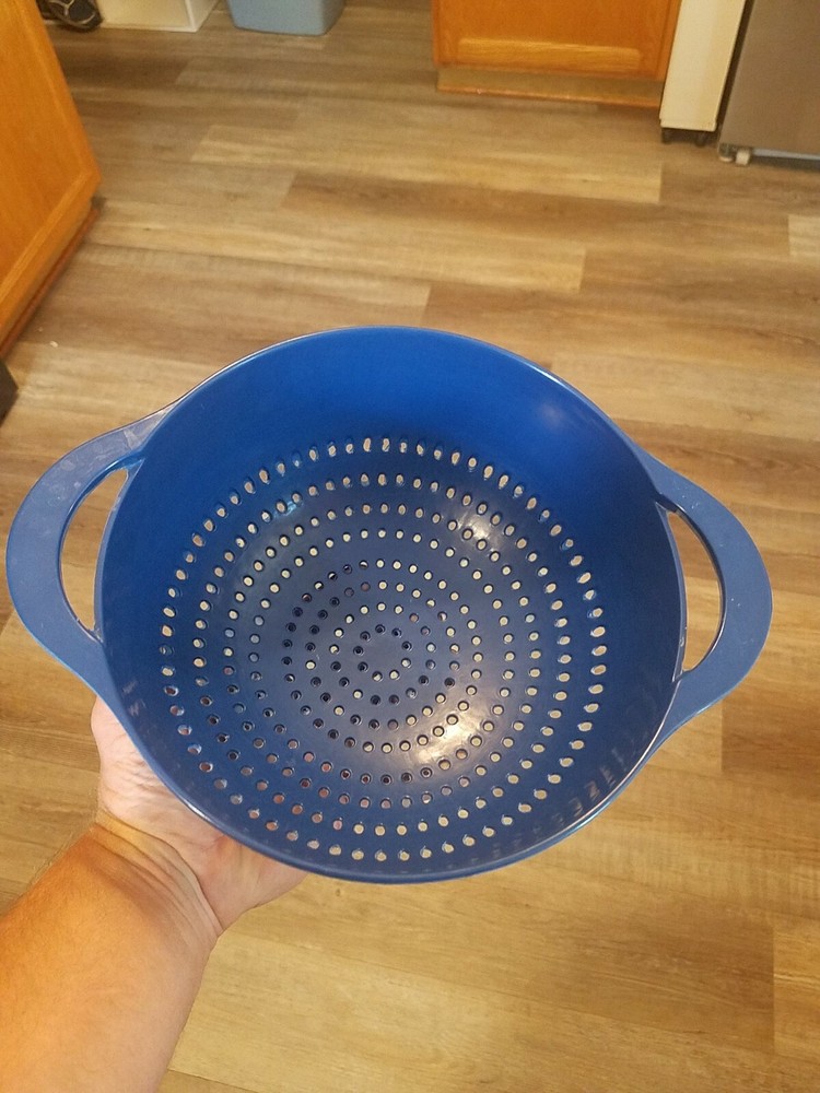 Vintage Dark Blue Melamine Plastic Colander Strainer