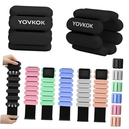 Wrist Weights, Silicone Adjustable Ankle Weights 2 lbs Pair (1lb Each) Black