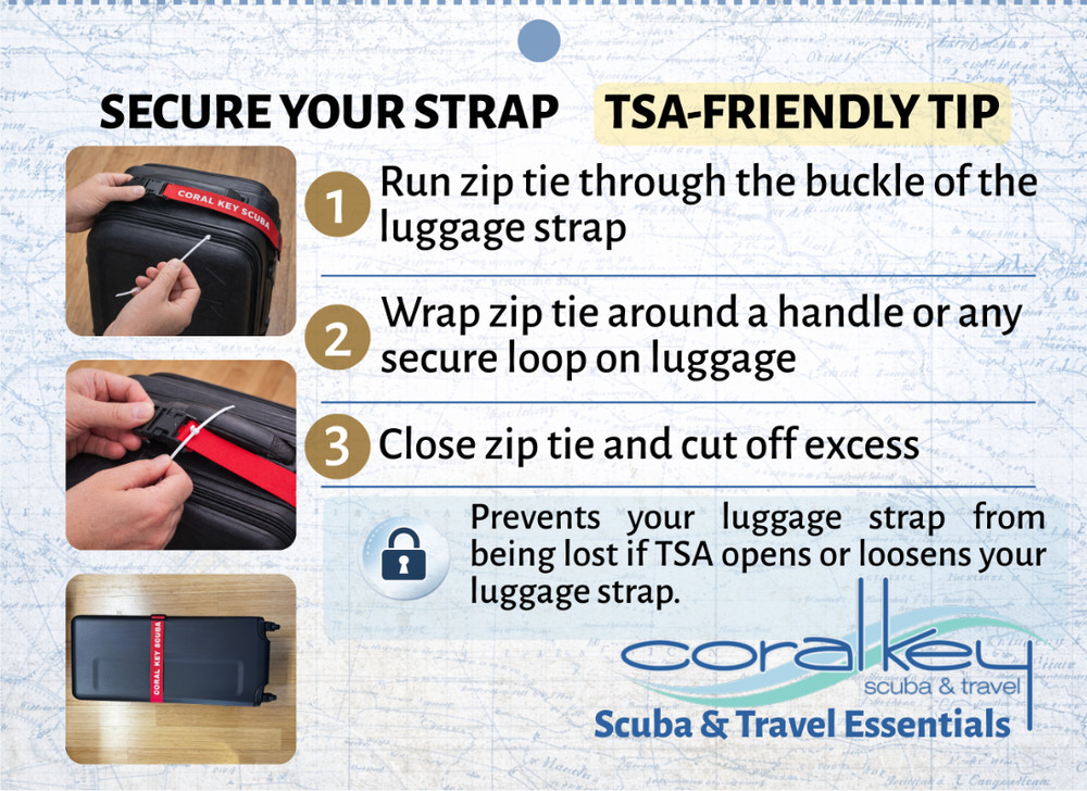 Coral Key Scuba Luggage Strap 2 Pack with TSA Security