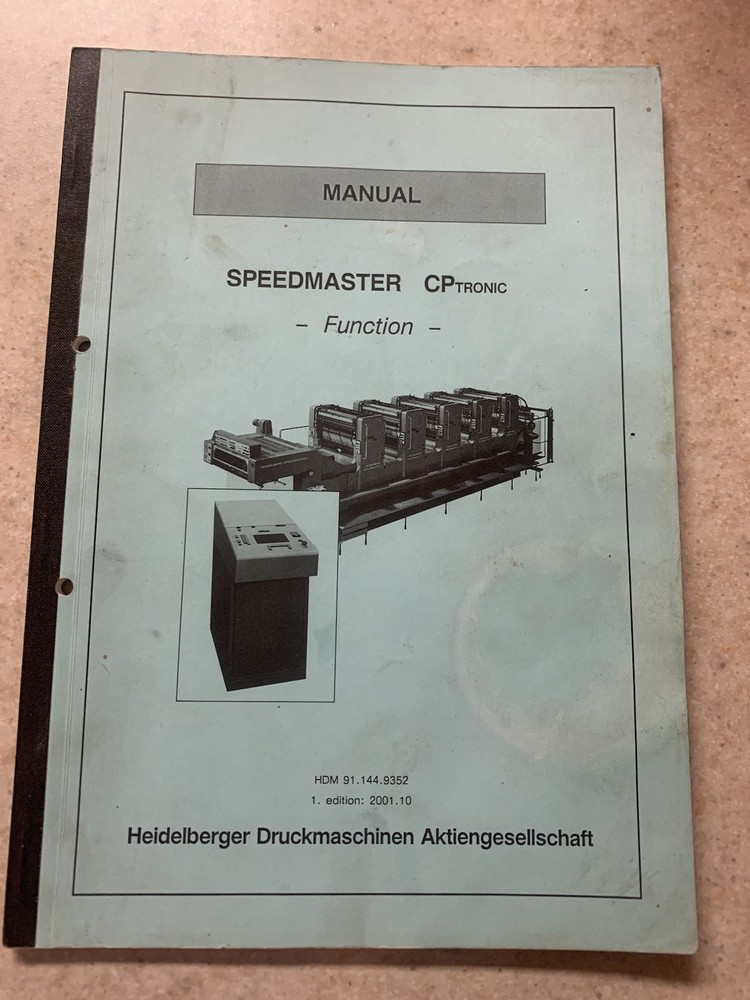 Heidelberg Speedmaster CP Tronic                        Function Manual