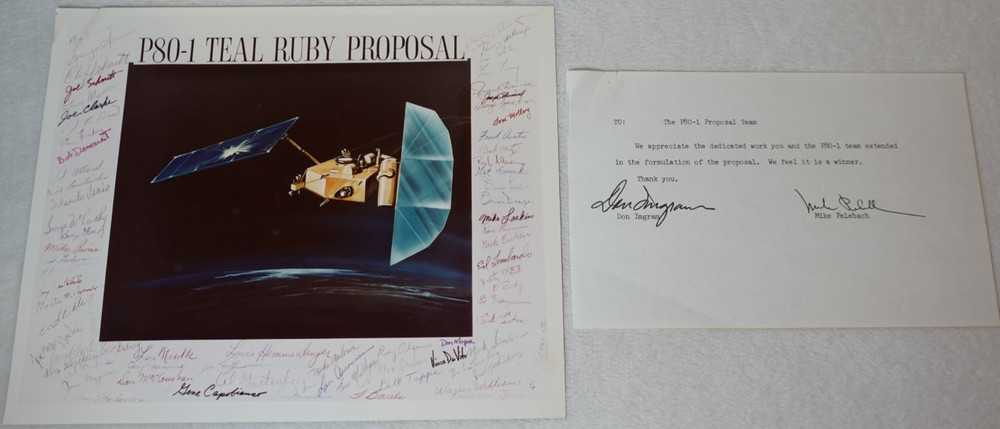 P80-1 Teal Ruby Proposal Team Photo Grumman Don Imgram Mike Pelehach SIGNED Note