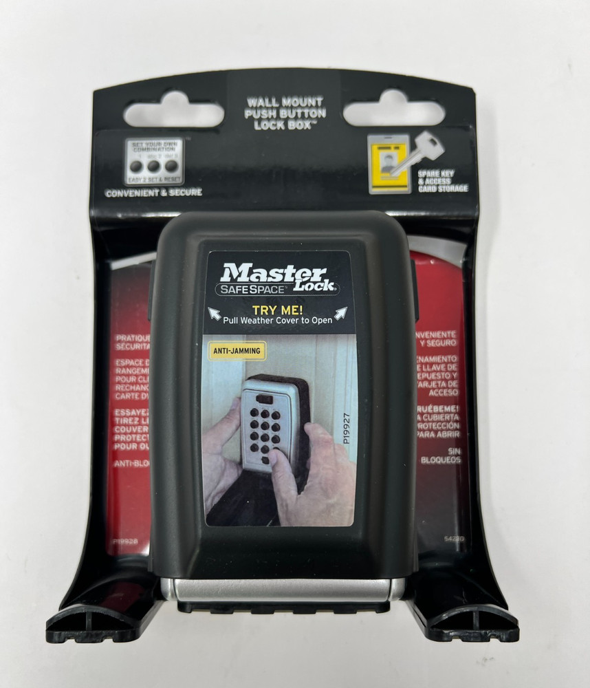 Master Lock Black Wall Mount Key Lock Box with Push Button Code Entry 5423D