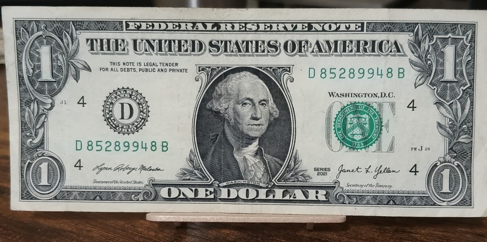 Federal Reserve Note $1 With Ink Contamination On Serial Numbers