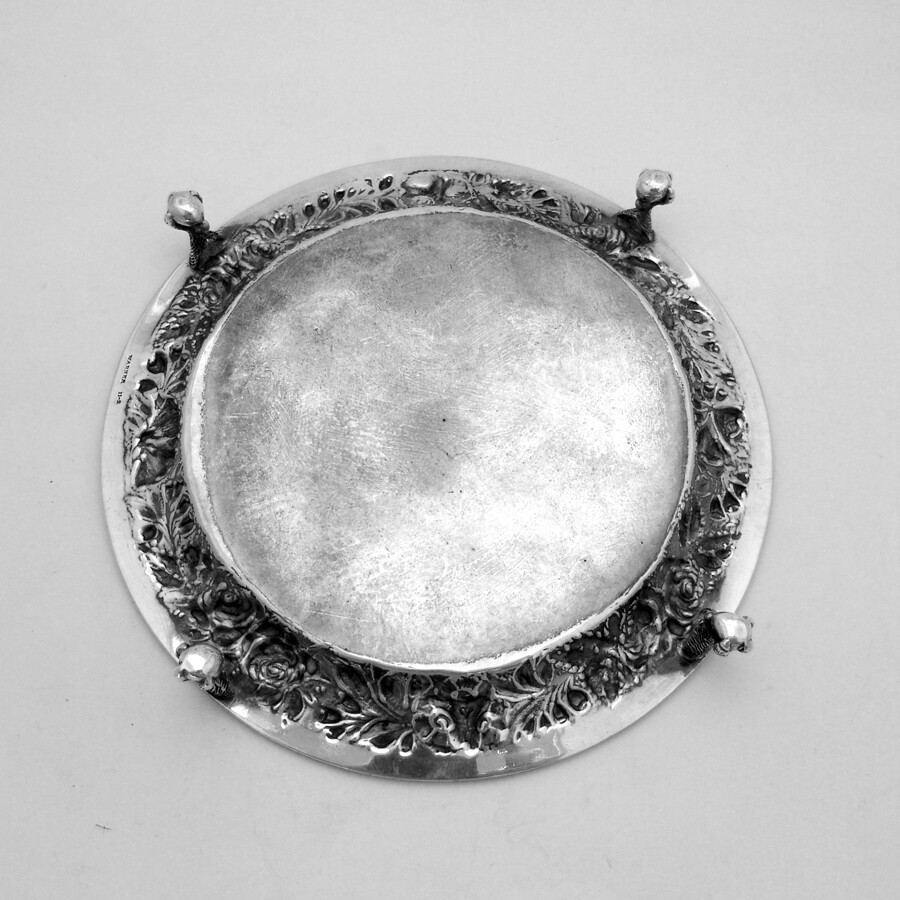 Round Repousse Salver Warner Sterling Silver Baltimore Mono NK