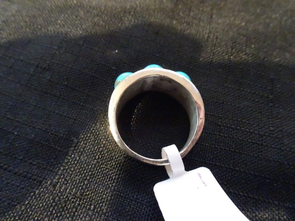 #649-STERLING SILVER KINGMAN TURQUOISE RING-925-SIZE-11.5