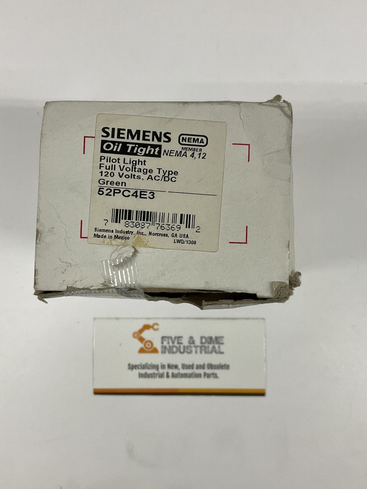 Siemens 52PC4E3 Pilot Light Green Full Voltage 120V AC/DC