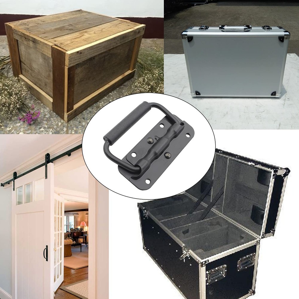 2 Pack Spring Loaded Pull Handles, Surface Mount Chest Handle with Rubber Gri...