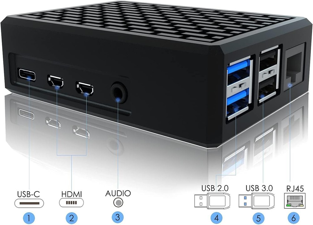 Raspberry Pi 4 Case, Aluminiun Raspberry Pi Case Passive Cooling with Heatsin...