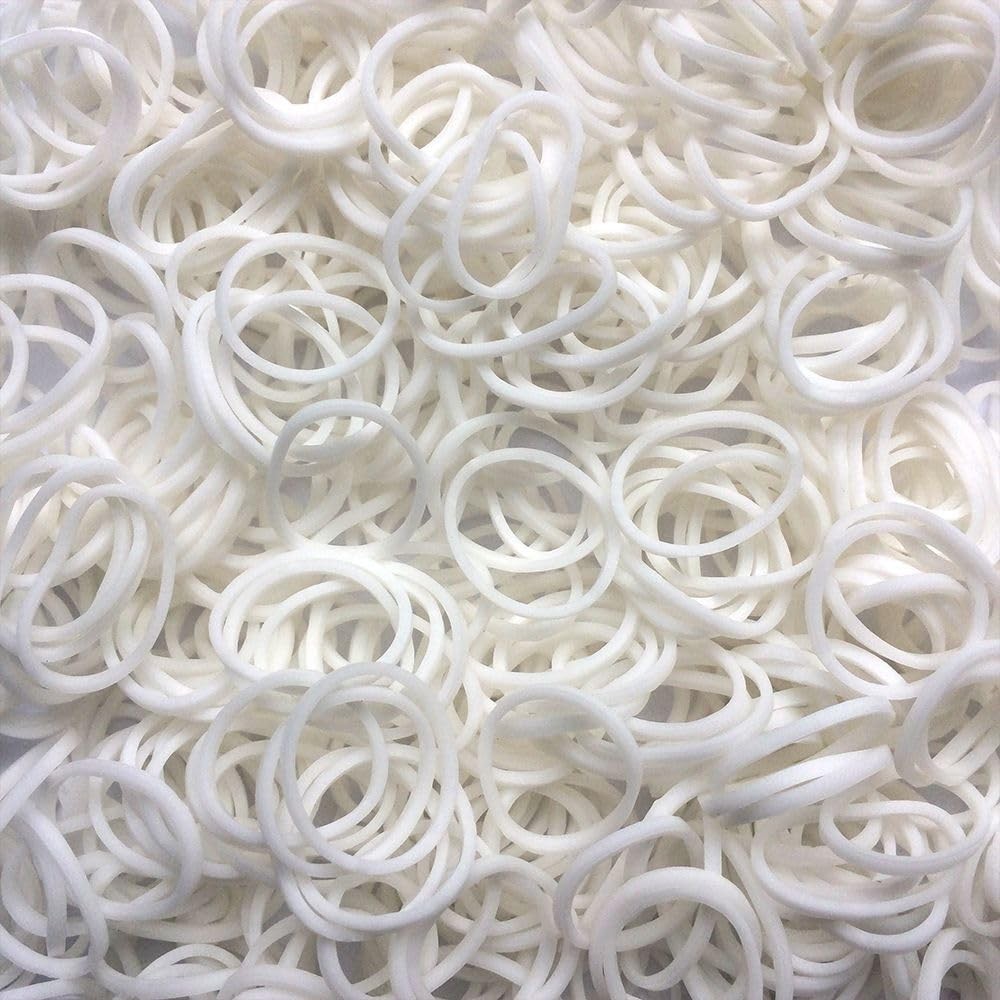 White Rubber Bands with 24 C-Clips 600 Count