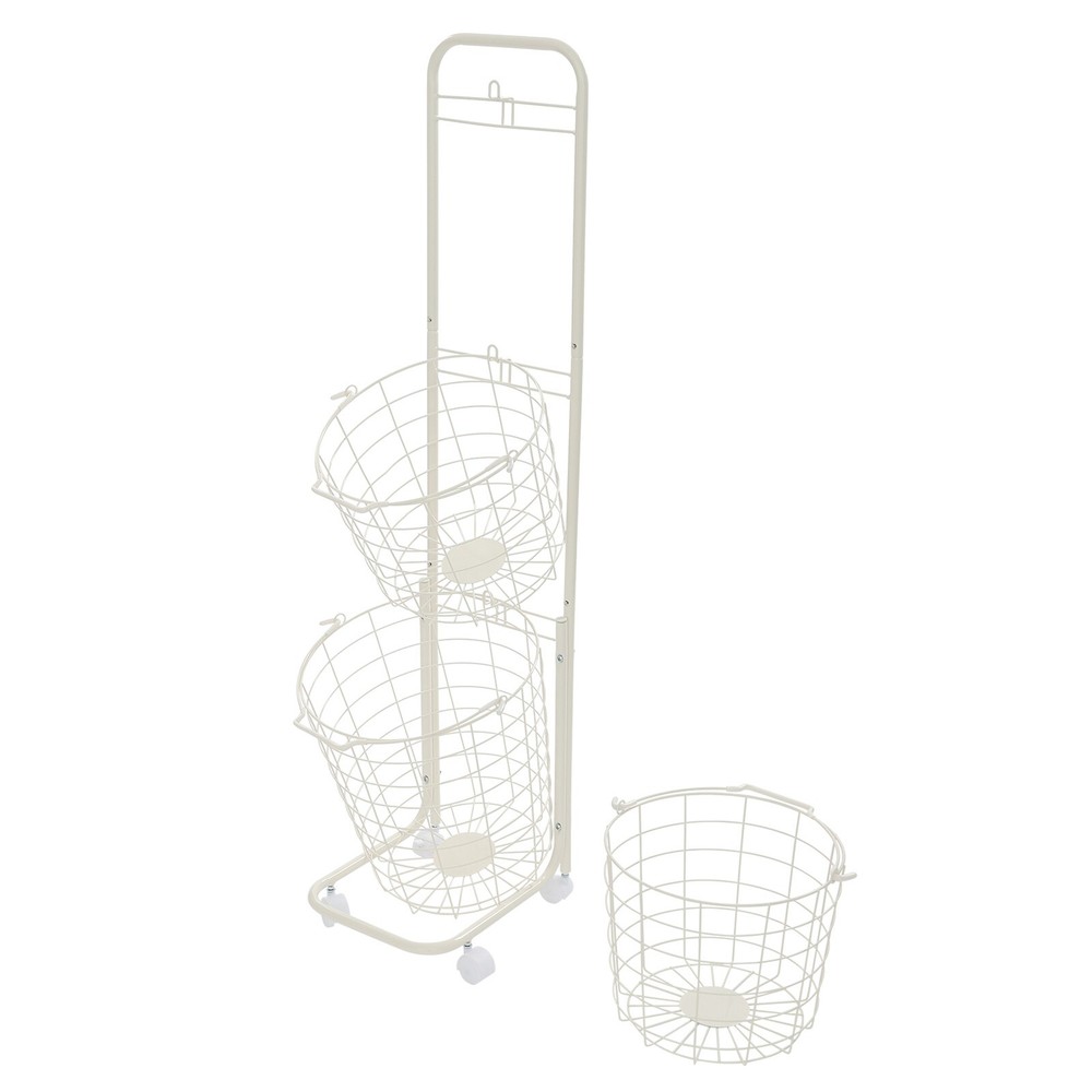 3 Tier Plastic Wheeled Laundry Hamper Rolling Clothes Storage Basket Garbage Bin
