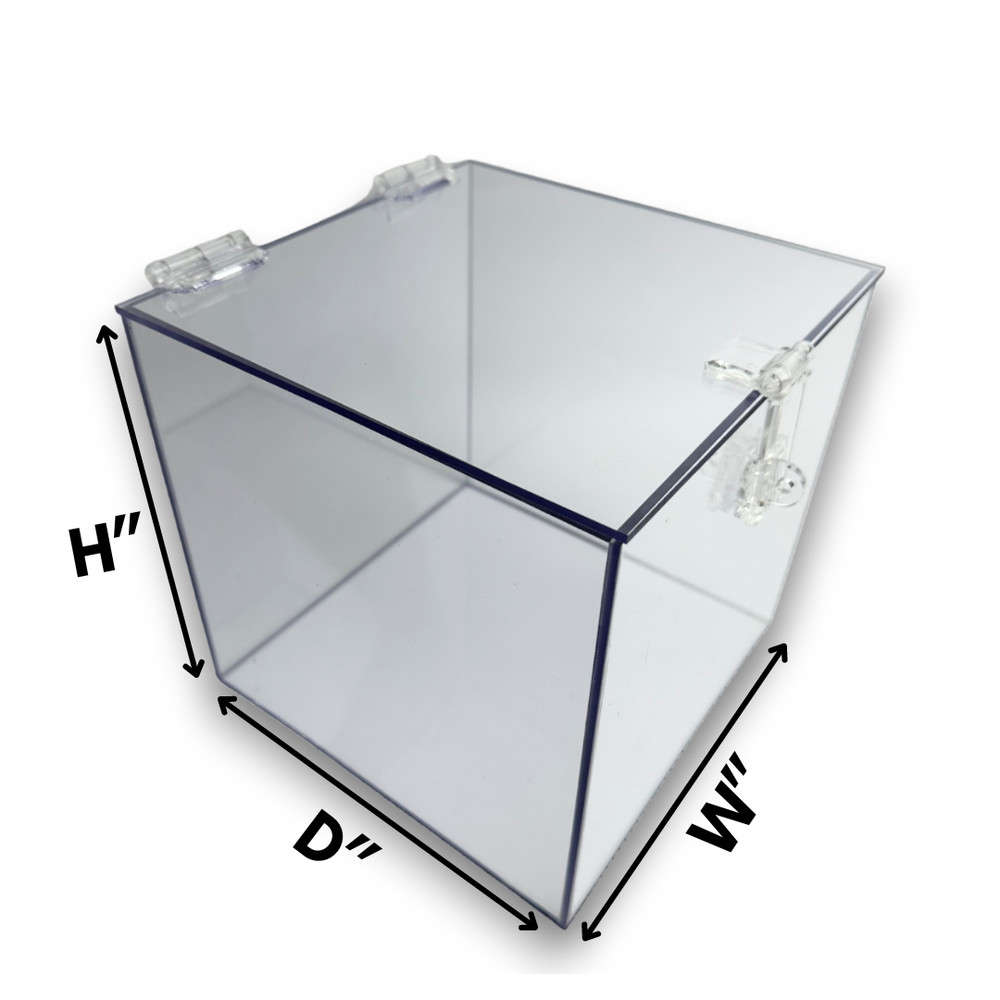 3/16" Thick Clear 5-Sided Acrylic Box w/ Hasp Lock