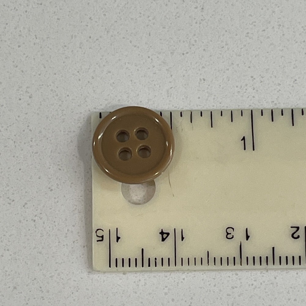 25 Buttons Light Brown Plastic 4-Hole Sew Through Sewing 1/2”