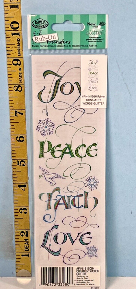 E-Z Rub-Ons Transfer - Christmas Ornament & Words Royal & Langnickel