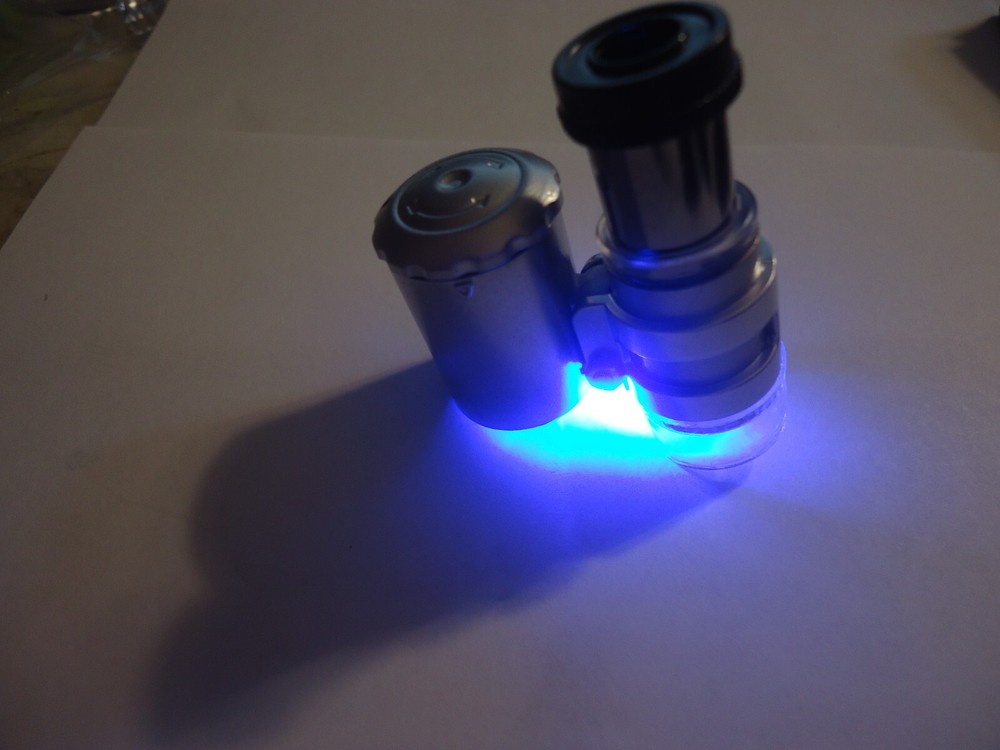 1- 60x pocket microscope blue light white light with cases#01